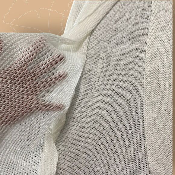 White High Slit Cover Up Mesh Textured Maxi Sun Beach Dress Backless Small - Picture 12 of 14